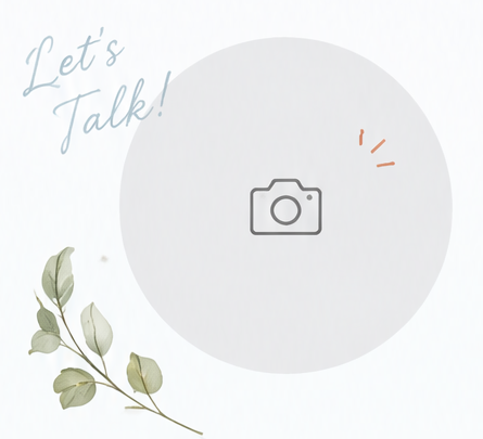 Let's Talk! カメラのマークと葉のイラスト